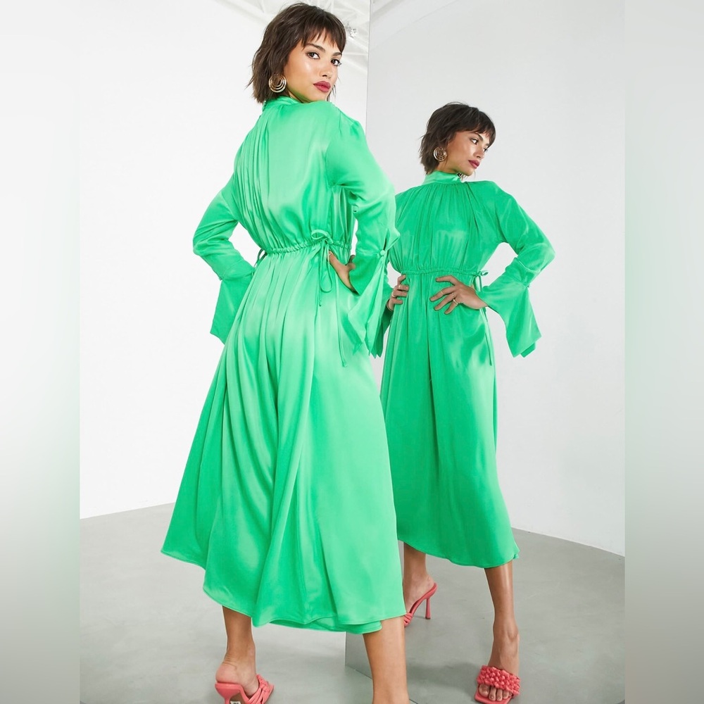 NWT ASOS Edition Oversized Maxi Dress with Drawstring Detail in Green. Size 10